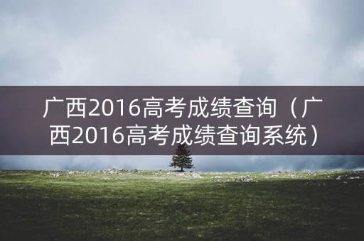 广西2016高考成绩查询（广西2016高考成绩查询系统）
