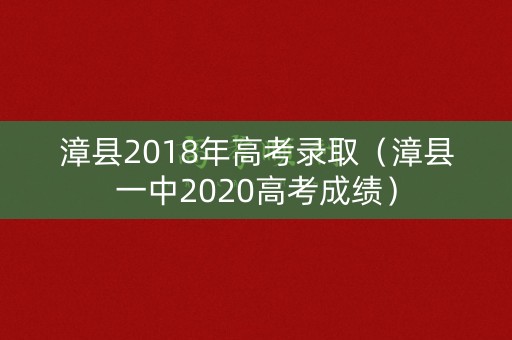 漳县2018年高考录取（漳县一中2020高考成绩）