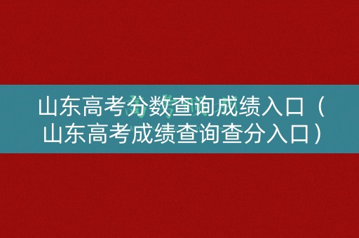 山东高考分数查询成绩入口（山东高考成绩查询查分入口）