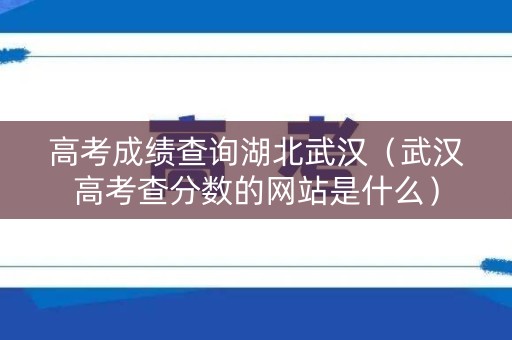 高考成绩查询湖北武汉(武汉高考查分数的网站是什么) 高考成绩查询湖北武汉(武汉高考查分数的网站是什么)