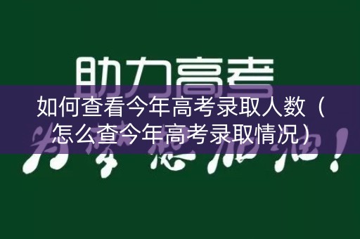 如何查看今年高考录取人数(怎么查今年高考录取情况) 如何查看今年高考录取人数(怎么查今年高考录取情况)