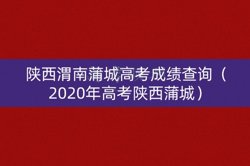 陕西渭南蒲城高考成绩查询(2020年高考陕西蒲城) 陕西渭南蒲城高考成绩查询(2020年高考陕西蒲城)