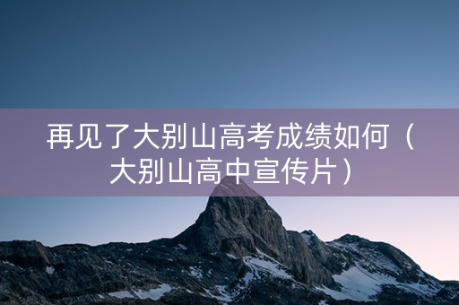 再见了大别山高考成绩如何（大别山高中宣传片）
