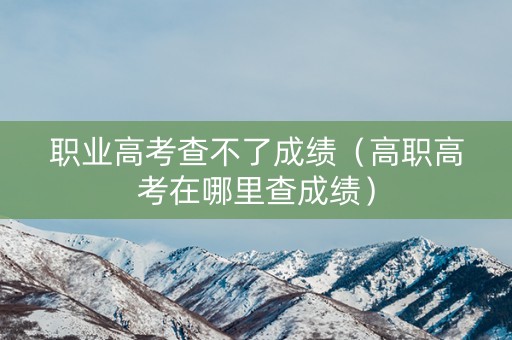 职业高考查不了成绩（高职高考在哪里查成绩）