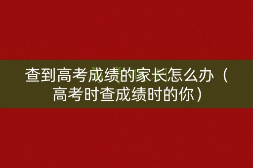 查到高考成绩的家长怎么办（高考时查成绩时的你）