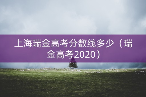 上海瑞金高考分数线多少（瑞金高考2020）