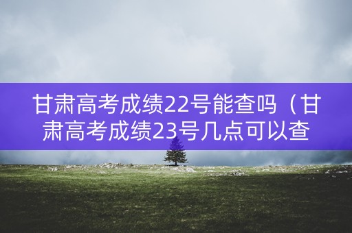 甘肃高考成绩22号能查吗（甘肃高考成绩23号几点可以查询）