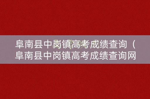 阜南县中岗镇高考成绩查询（阜南县中岗镇高考成绩查询网）
