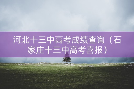 河北十三中高考成绩查询（石家庄十三中高考喜报）