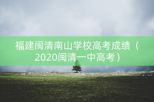 福建闽清南山学校高考成绩（2020闽清一中高考）