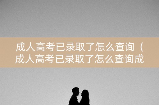 成人高考已录取了怎么查询（成人高考已录取了怎么查询成绩）
