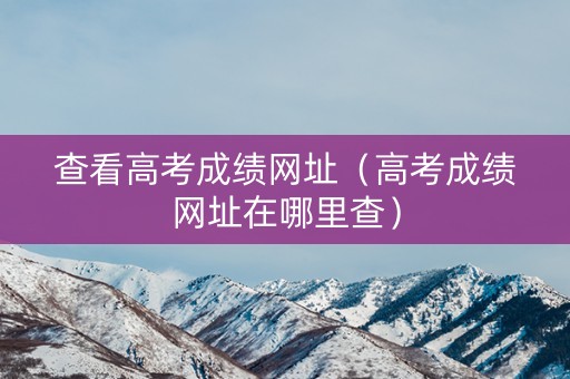 查看高考成绩网址（高考成绩网址在哪里查）