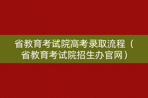 省教育考试院高考录取流程（省教育考试院招生办官网）