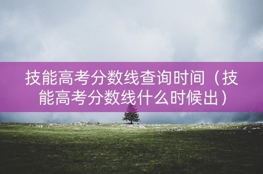 技能高考分数线查询时间（技能高考分数线什么时候出）