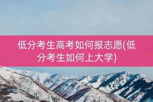 低分考生高考如何报志愿(低分考生如何上大学) 低分考生高考如何报志愿(低分考生如何上大学)