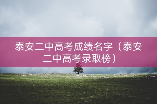 泰安二中高考成绩名字（泰安二中高考录取榜）