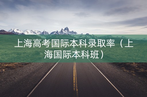上海高考国际本科录取率（上海国际本科班）