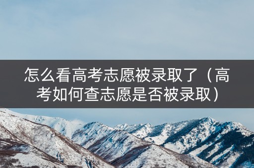 怎么看高考志愿被录取了（高考如何查志愿是否被录取）