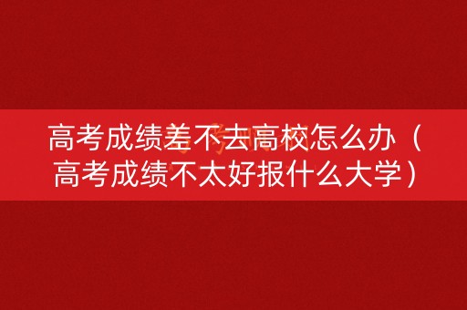 高考成绩差不去高校怎么办（高考成绩不太好报什么大学）
