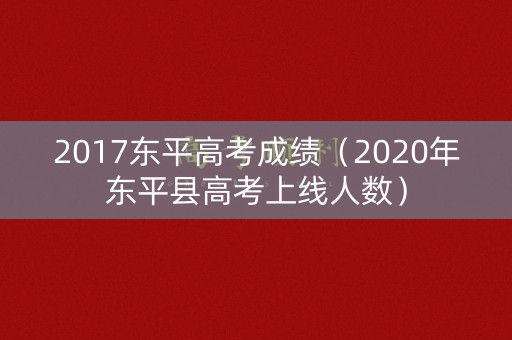 2017东平高考成绩（2020年东平县高考上线人数）