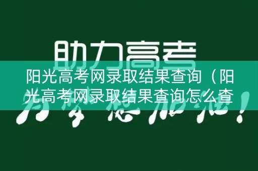 阳光高考网录取结果查询（阳光高考网录取结果查询怎么查）