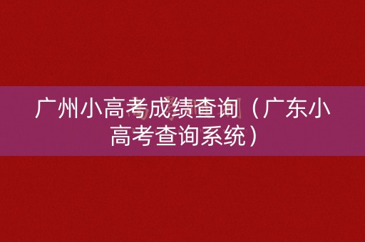 广州小高考成绩查询（广东小高考查询系统）