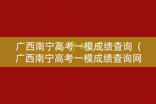 广西南宁高考一模成绩查询（广西南宁高考一模成绩查询网站）