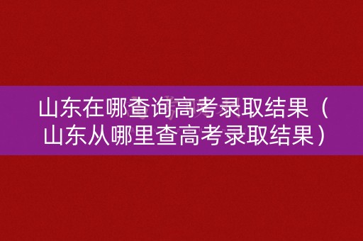 山东在哪查询高考录取结果（山东从哪里查高考录取结果）