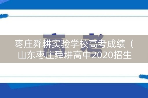 枣庄舜耕实验学校高考成绩(山东枣庄舜耕高中2020招生分数线) 枣庄舜耕实验学校高考成绩(山东枣庄舜耕高中2020招生分数线)