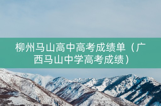 柳州马山高中高考成绩单（广西马山中学高考成绩）