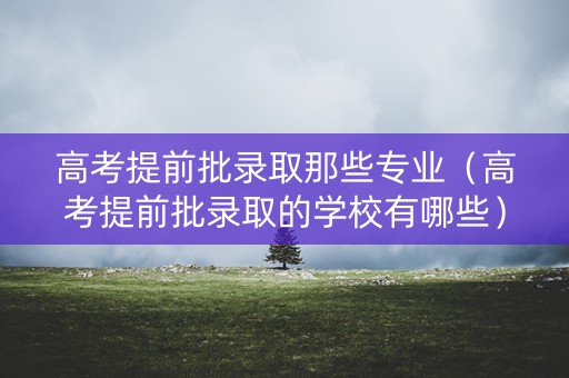 高考提前批录取那些专业(高考提前批录取的学校有哪些) 高考提前批录取那些专业(高考提前批录取的学校有哪些)