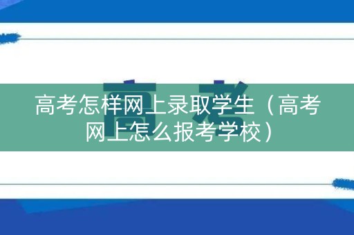 高考怎样网上录取学生（高考网上怎么报考学校）