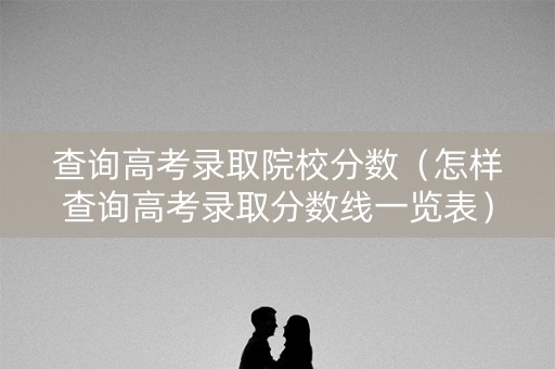 查询高考录取院校分数（怎样查询高考录取分数线一览表）