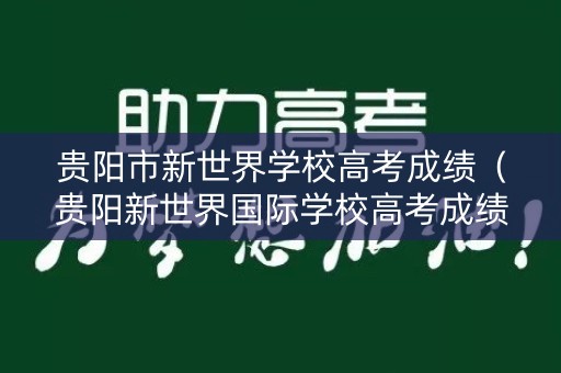 贵阳市新世界学校高考成绩（贵阳新世界国际学校高考成绩）