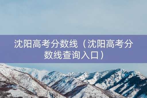 沈阳高考分数线（沈阳高考分数线查询入口）