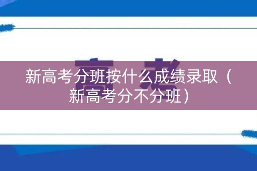 新高考分班按什么成绩录取（新高考分不分班）