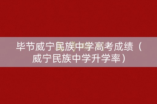 毕节威宁民族中学高考成绩（威宁民族中学升学率）