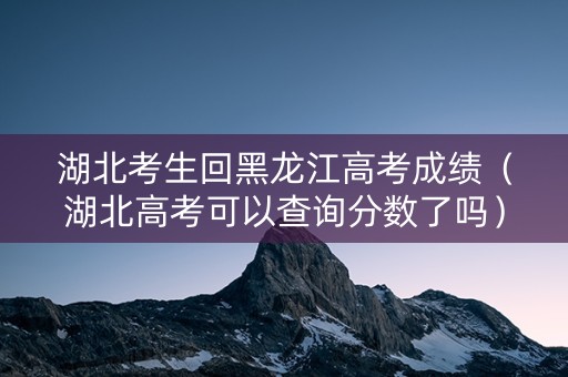 湖北考生回黑龙江高考成绩（湖北高考可以查询分数了吗）