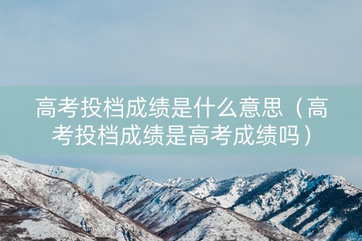 高考投档成绩是什么意思（高考投档成绩是高考成绩吗）