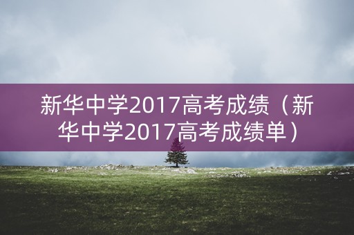新华中学2017高考成绩（新华中学2017高考成绩单）
