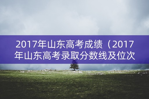 2017年山东高考成绩（2017年山东高考录取分数线及位次）