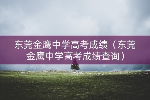 东莞金鹰中学高考成绩（东莞金鹰中学高考成绩查询）