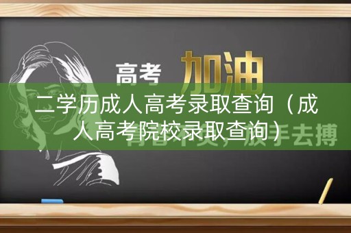 二学历成人高考录取查询（成人高考院校录取查询）