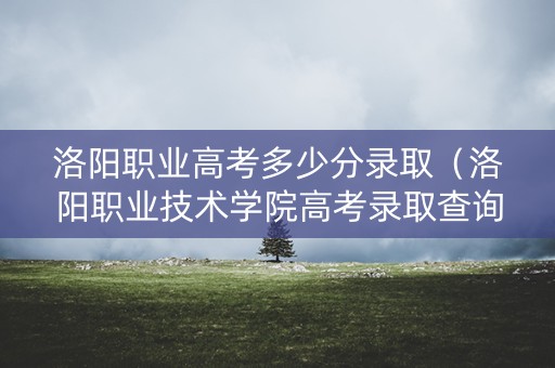 洛阳职业高考多少分录取（洛阳职业技术学院高考录取查询2019）