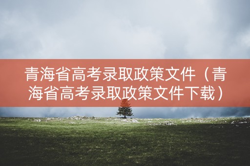 青海省高考录取政策文件（青海省高考录取政策文件下载）