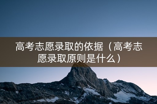 高考志愿录取的依据(高考志愿录取原则是什么) 高考志愿录取的依据(高考志愿录取原则是什么)