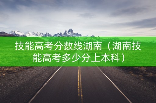 技能高考分数线湖南(湖南技能高考多少分上本科) 技能高考分数线湖南(湖南技能高考多少分上本科)