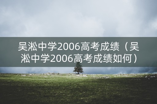 吴淞中学2006高考成绩（吴淞中学2006高考成绩如何）