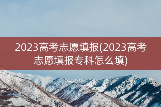 2023高考志愿填报(2023高考志愿填报专科怎么填)