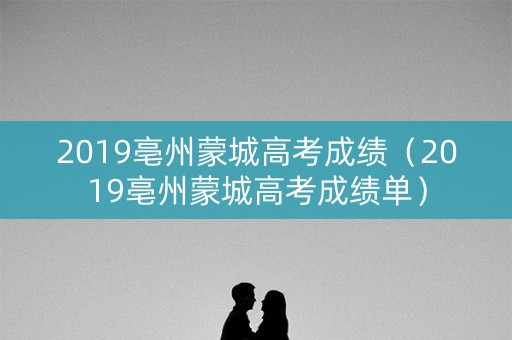 2019亳州蒙城高考成绩（2019亳州蒙城高考成绩单）